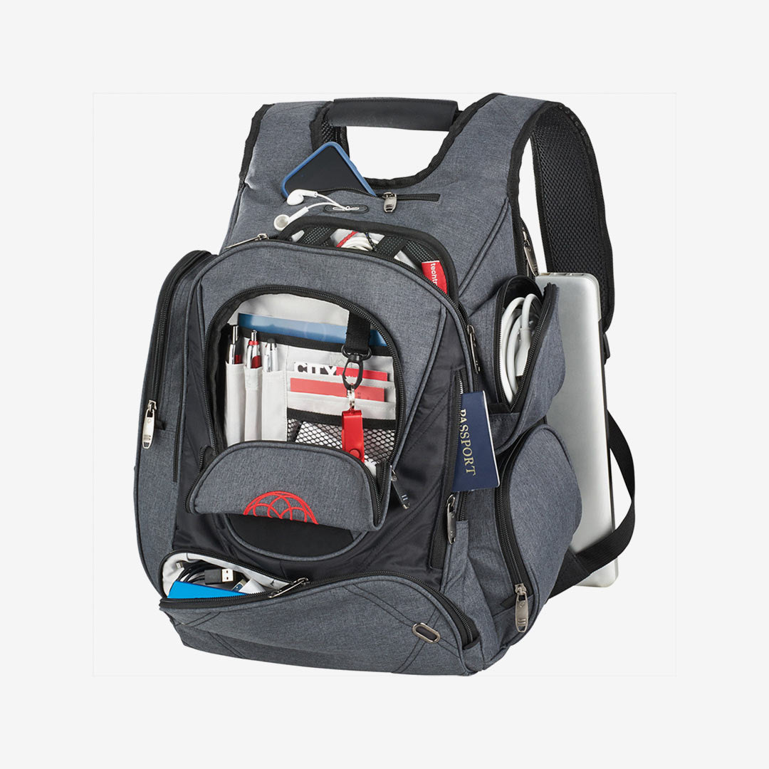 Nottage Elleven Checkpoint-Friendly Compu-Backpack Charcoal Open Detail - EL003 