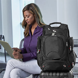 Woman travelling with Nottage Elleven Checkpoint-Friendly Compu-Backpack - EL003 
