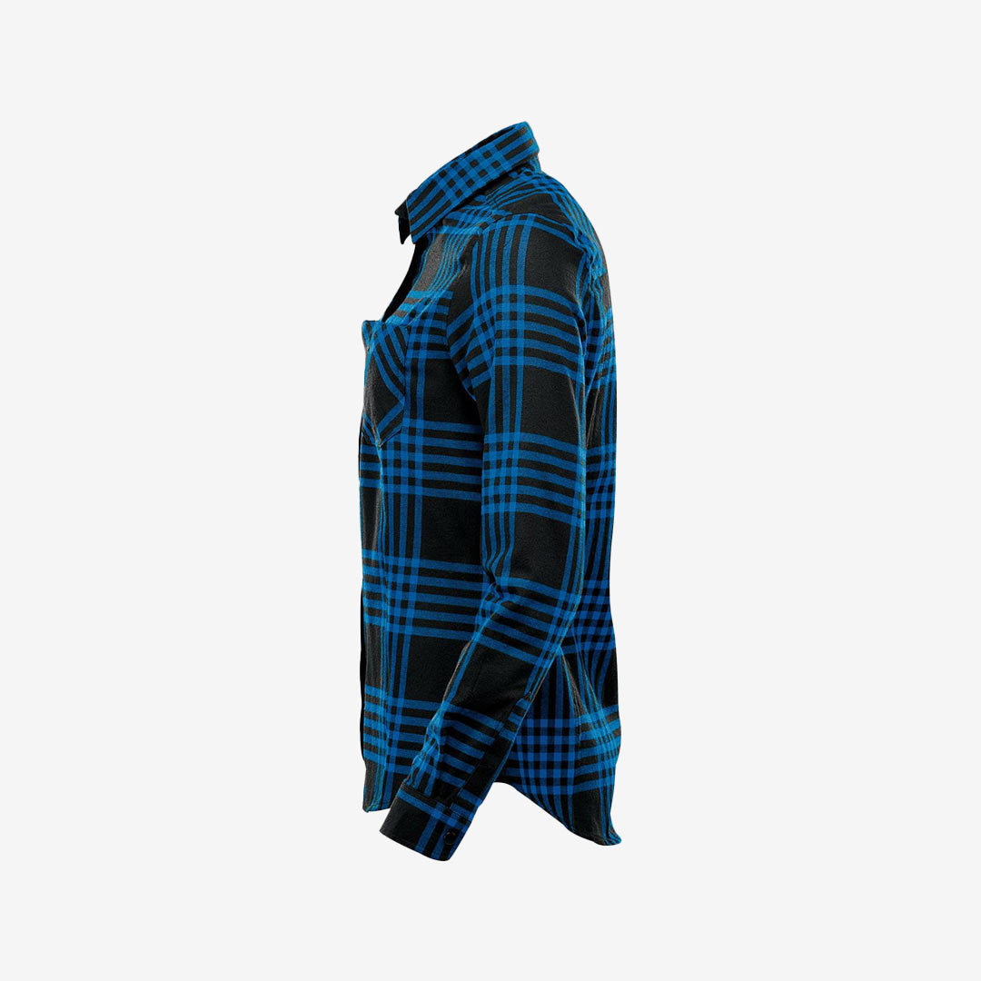 Stormtech Women's Santa Fe Flannel LS Shirt in Personalized Blue/Black Lefthand Side - FTX-1W