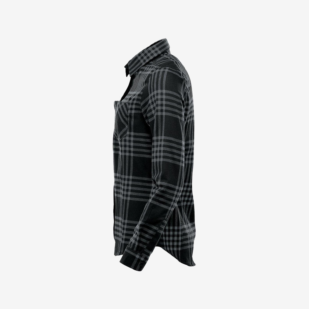 Stormtech Women's Santa Fe Flannel LS Shirt in Carbon/Black Lefthand Side - FTX-1W