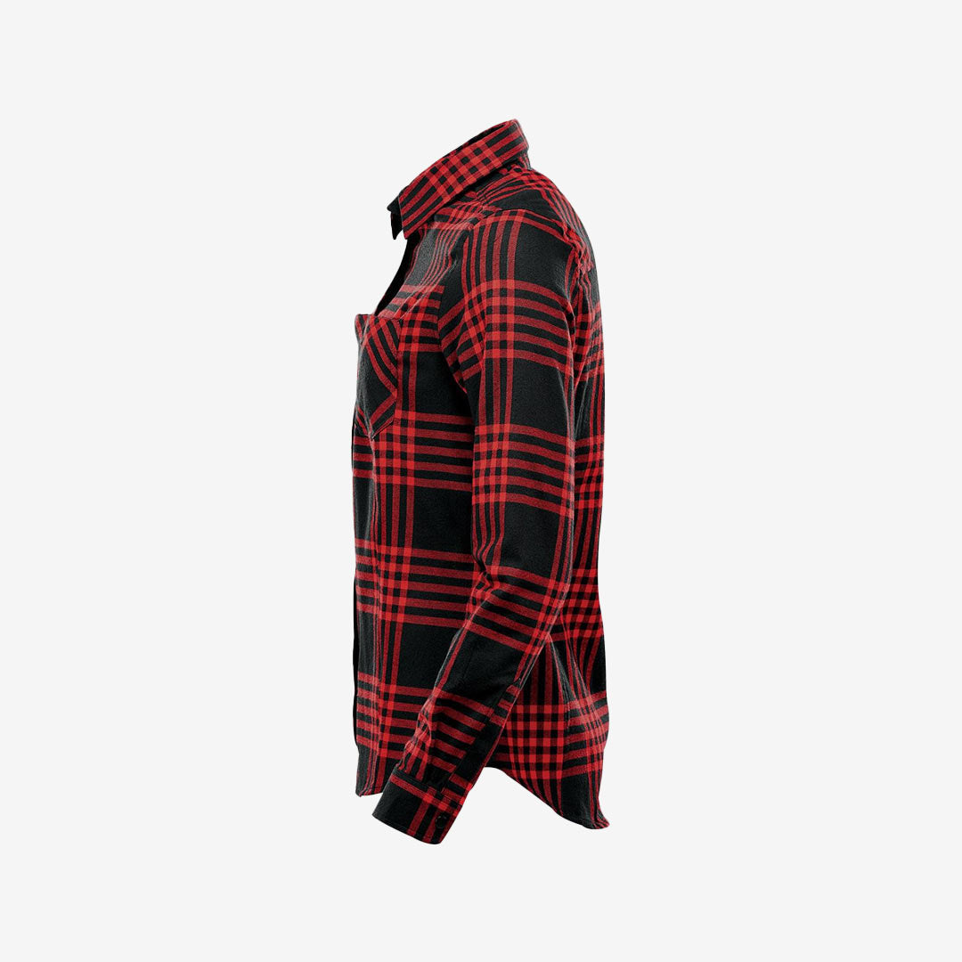 Stormtech Women's Santa Fe Flannel LS Shirt in Red/Black Lefthand Side - FTX-1W