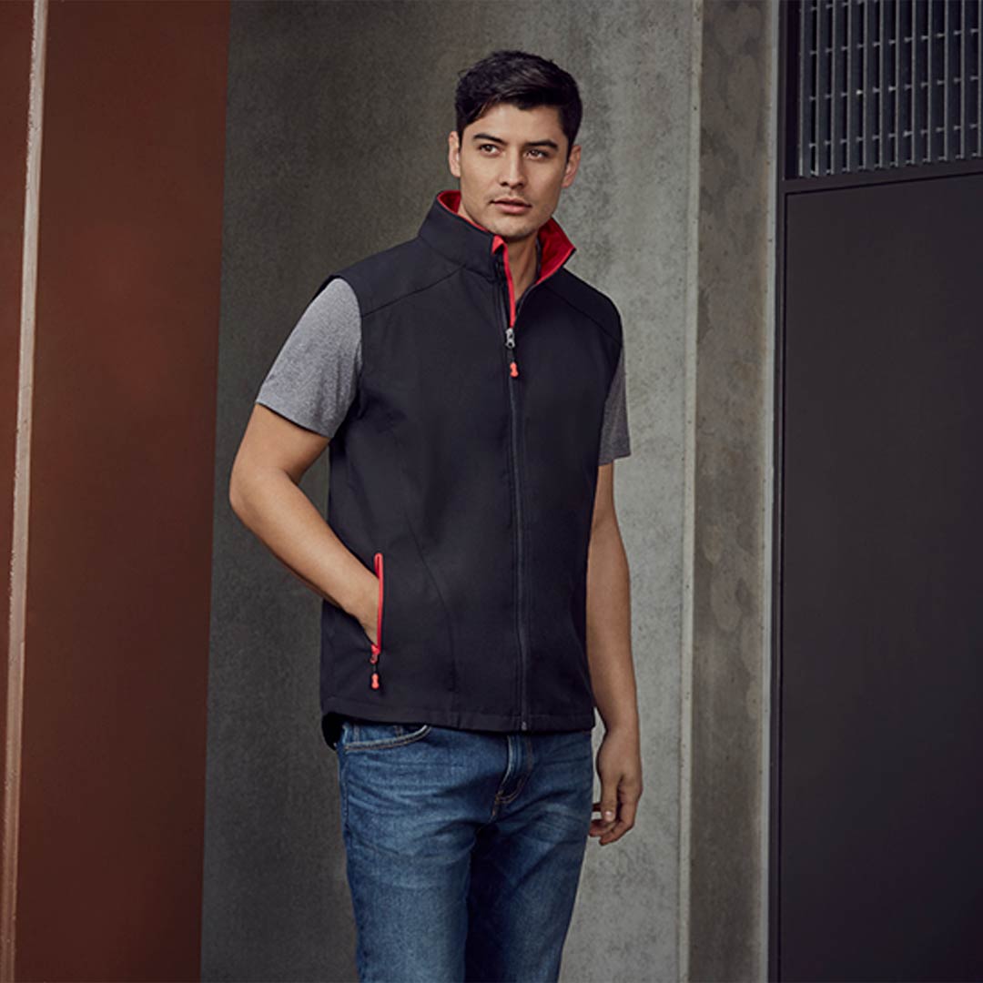 Man wearing Biz Collection Men's Geneva Vest - J404M