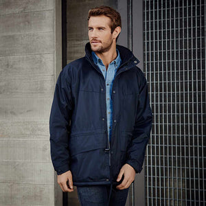 Man wearing Biz Collection Unisex Trekka Jacket in Navy/Navy Front - j8600
