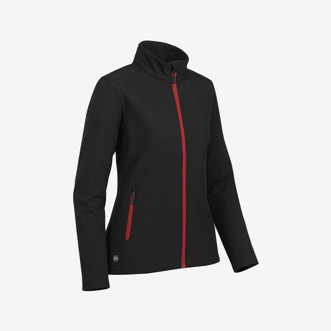 Stormtech Women's Orbiter Softshell Jacket Black/Bright Red Right Angle Detail - KSB-1W