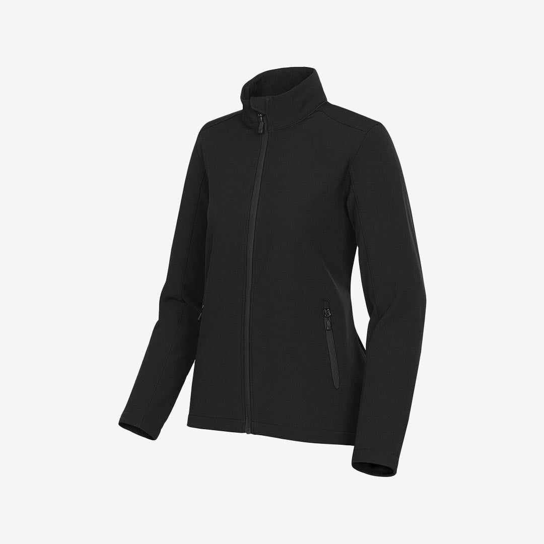 Stormtech Women's Orbiter Softshell Jacket Black/Carbon Left Angle Detail - KSB-1W