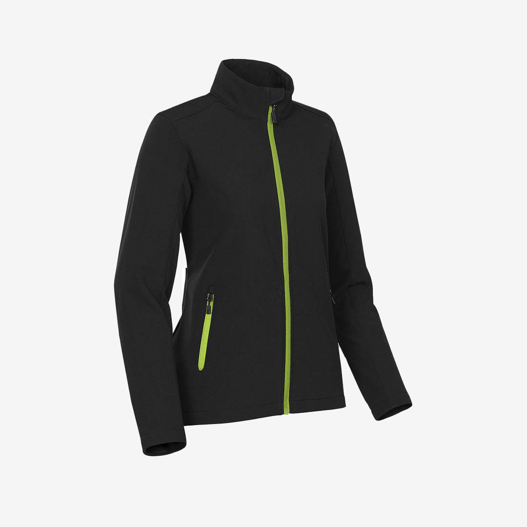 Stormtech Women's Orbiter Softshell Jacket Black/Kiwi Right Angle Detail - KSB-1W