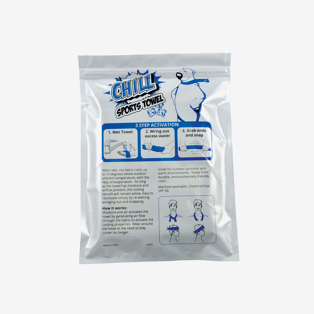 Logo Line Chill Cooling Towel in Pouch Back - LL8370