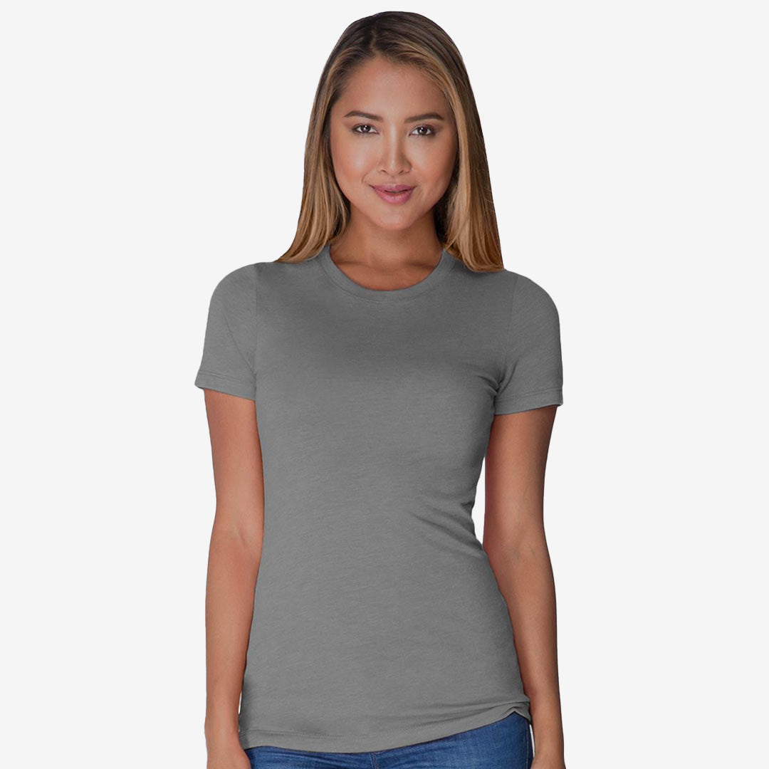 Woman wearing Next Level Women's Tri-Blend Crew Tee in Premium Heather - NL6710