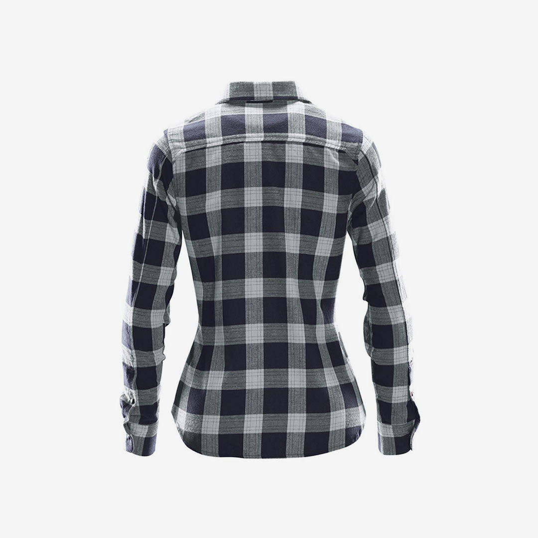 Stormtech Women's Logan Snap Front Flannel Shirt Titanium Plaid - Back SFX-1W