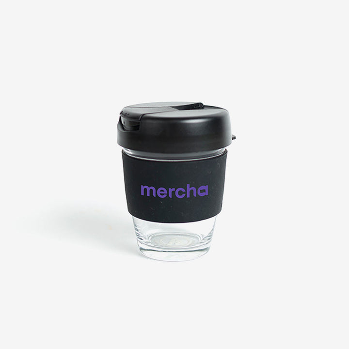 Shop Company Branded Welcome Aboard Custom Swag Pack - Orso 8oz/235ml Glass Karma Kup with Plastic Flip Lid - Mercha