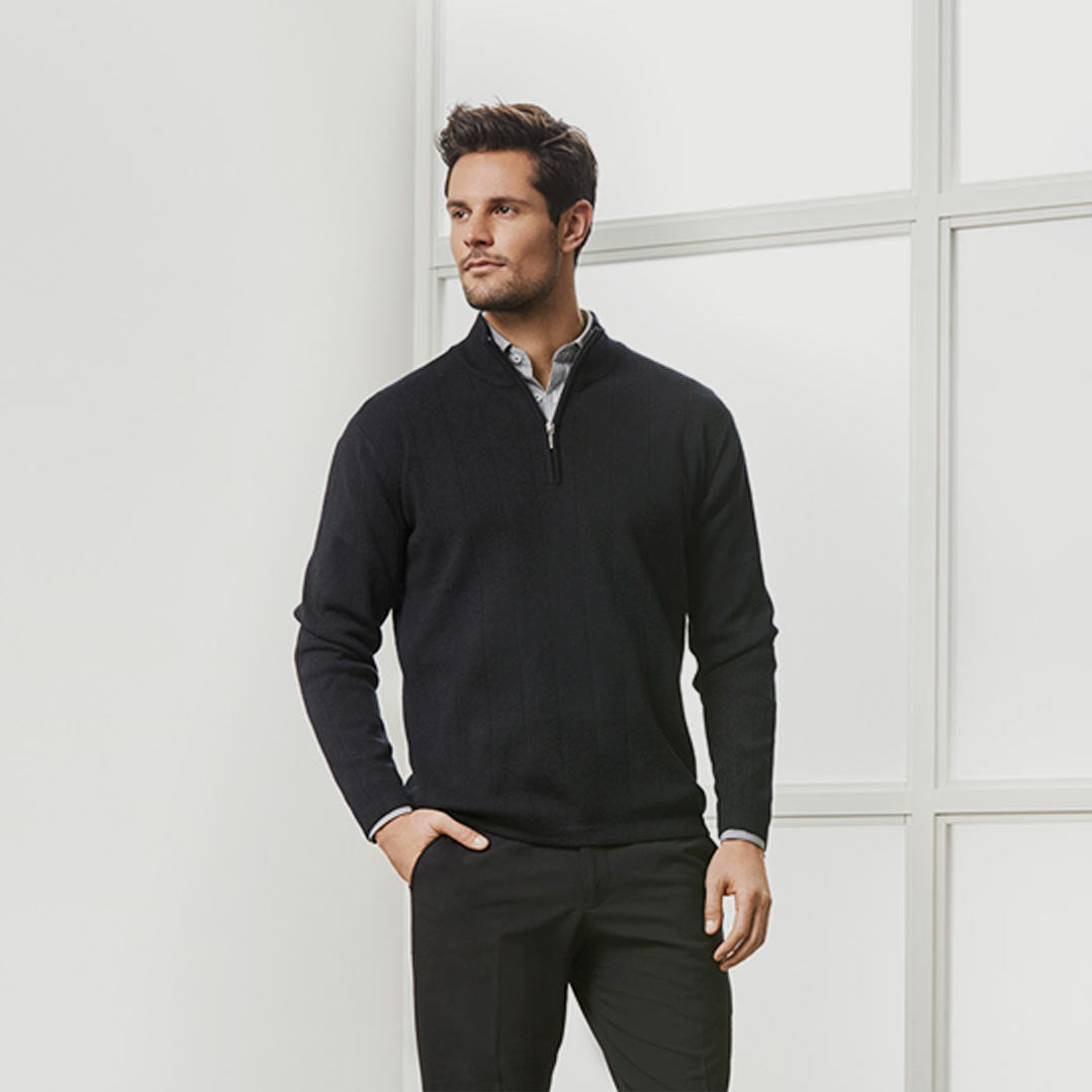 Man wearing Biz Collection Men's 80/20 Wool-Rich Pullover - WP10310