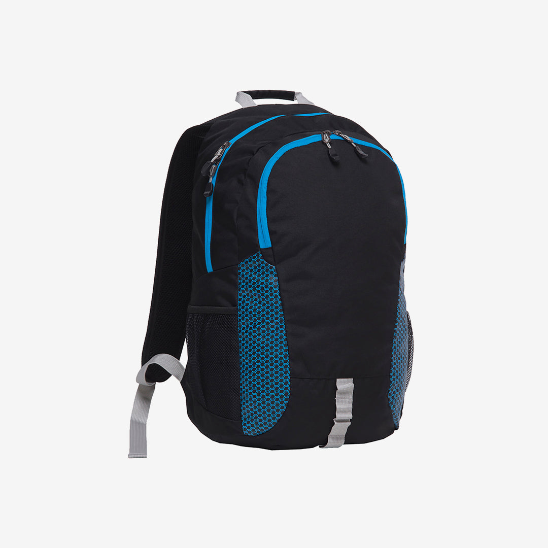 Gear for Life 27L Grommet Backpack in Black/Cyber Blue Right Angle - BGMB